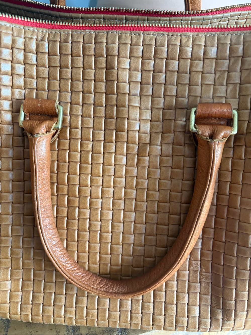 Clare V. Woven Leather Satchel Handbag in Cognac - Picture 13 of 13